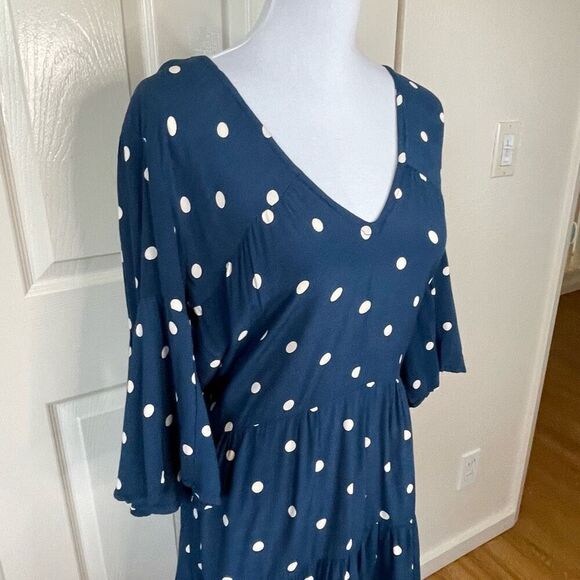 Faithfull The Brand Ronja Polka Dot Babydoll Dress Blue and White Size 4 Small - Picture 5 of 13